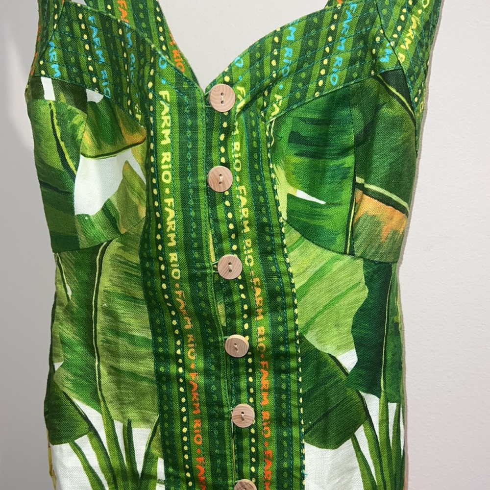 New Farm Rio Fresh Forest Scarf Sweetheart-Neck Minidress S - Picture 5 of 6